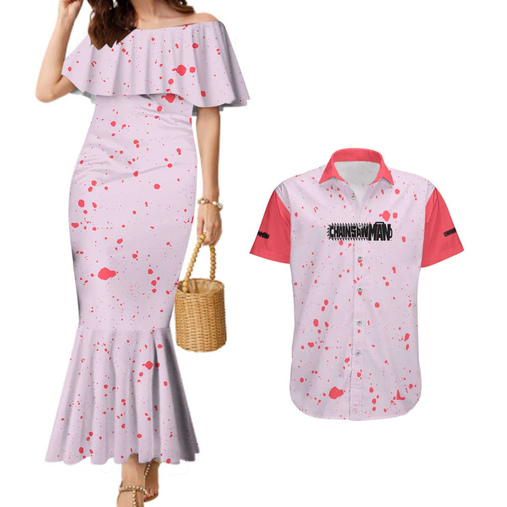 Public Safety Chainsaw Man Couples Matching Mermaid Dress and Hawaiian Shirt Anime Style
