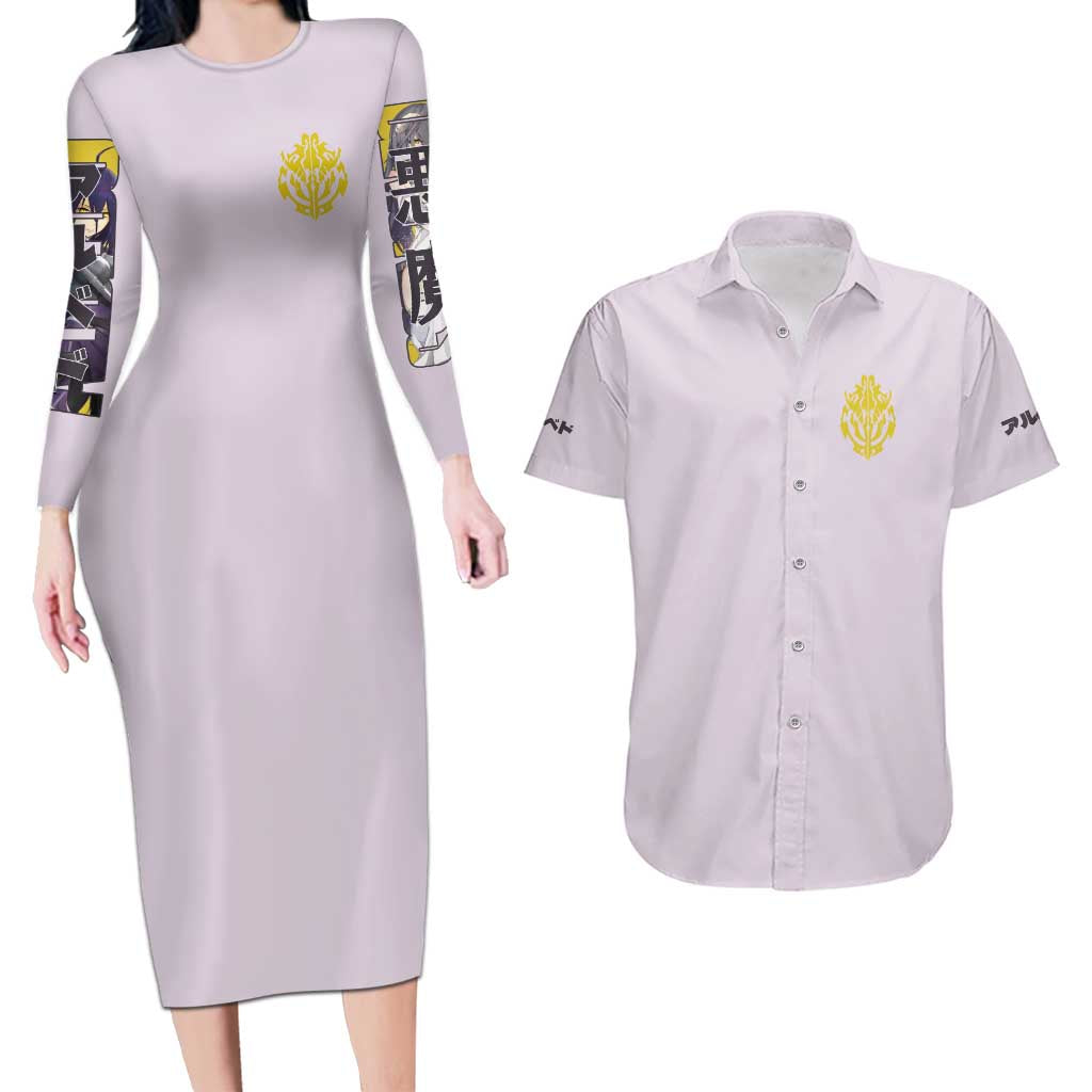 Albedo Overlord Couples Matching Long Sleeve Bodycon Dress and Hawaiian Shirt Anime Style