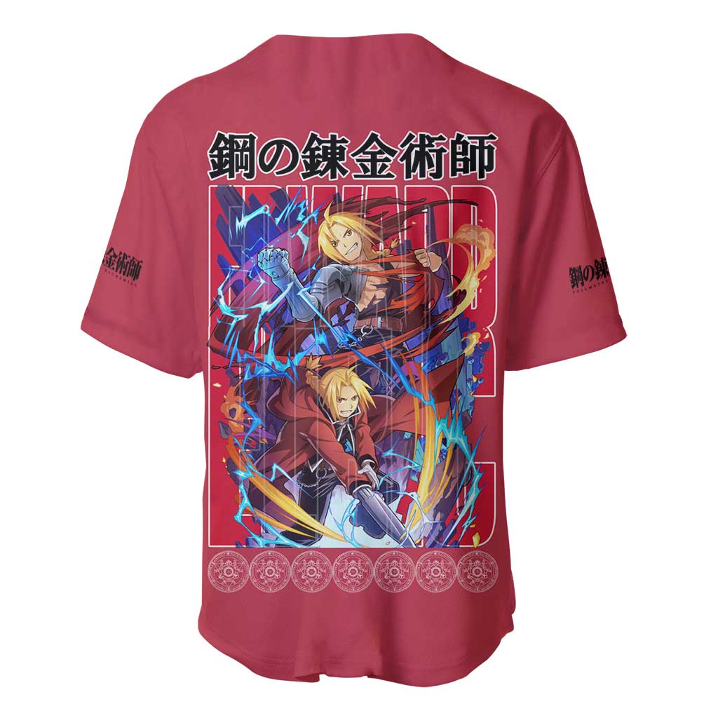 Edward Elric Fullmetal Alchemist Baseball Jersey Anime Style