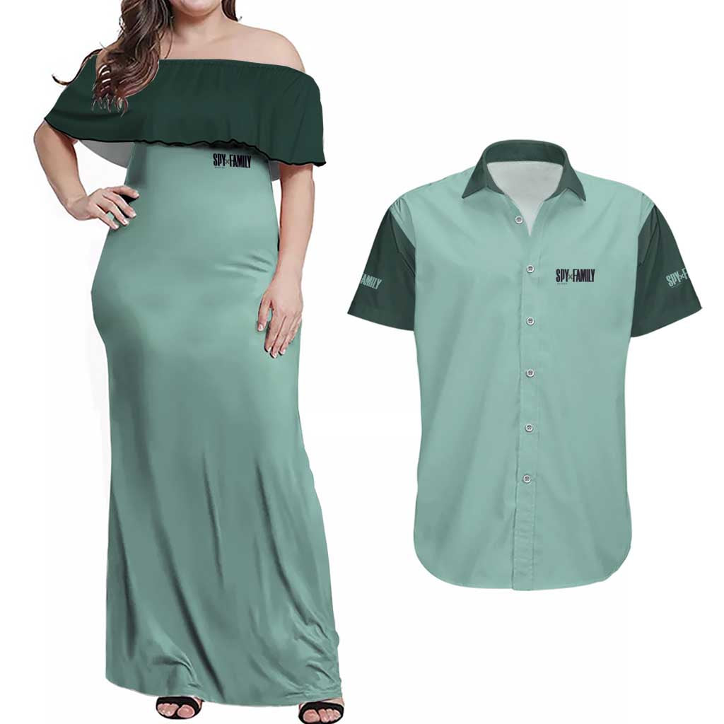 Loid Forger Spy x Family Couples Matching Off Shoulder Maxi Dress and Hawaiian Shirt Anime Style