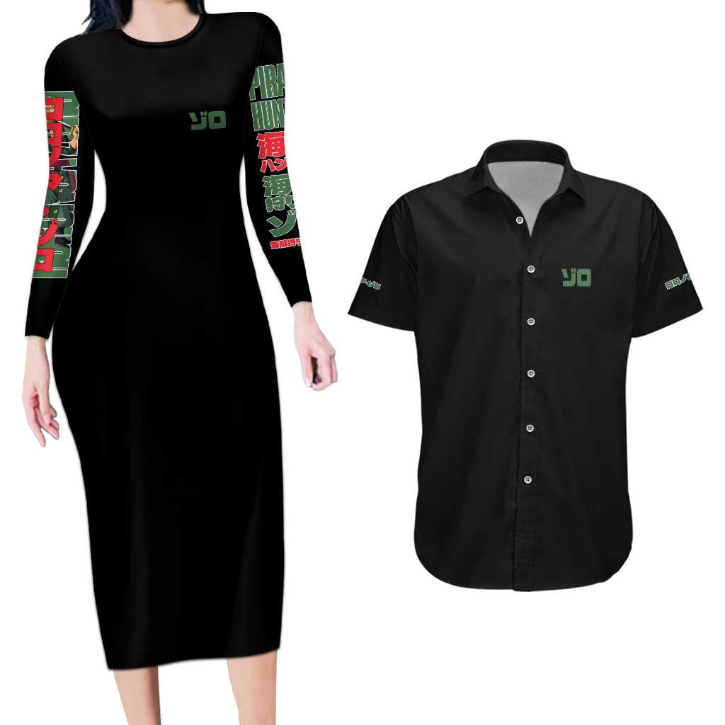 Roronoa Zoro V3 One Piece Couples Matching Long Sleeve Bodycon Dress and Hawaiian Shirt Anime Style