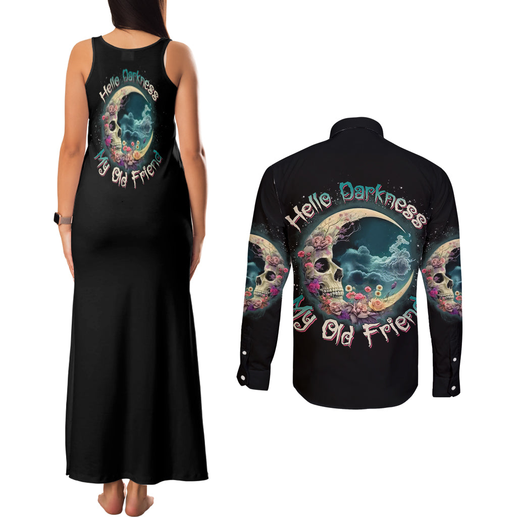 hello-darkness-my-old-friend-crescent-moon-skull-couples-matching-tank-maxi-dress-and-long-sleeve-button-shirt
