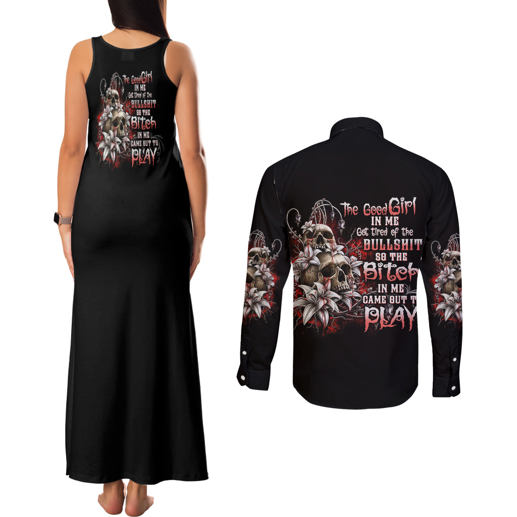 the-good-girl-in-me-got-tired-skull-rose-couples-matching-tank-maxi-dress-and-long-sleeve-button-shirt