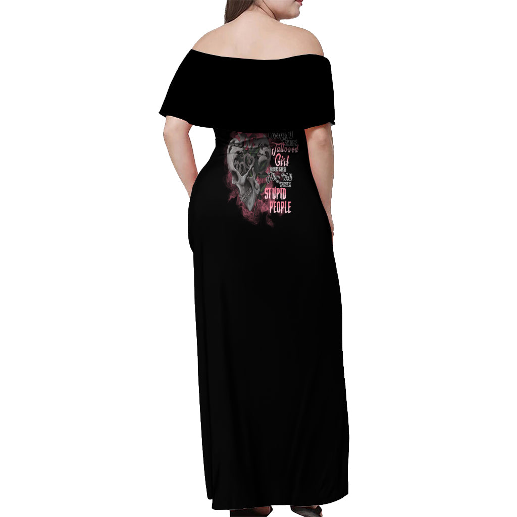 warning-this-tattooed-girl-off-shoulder-maxi-dress