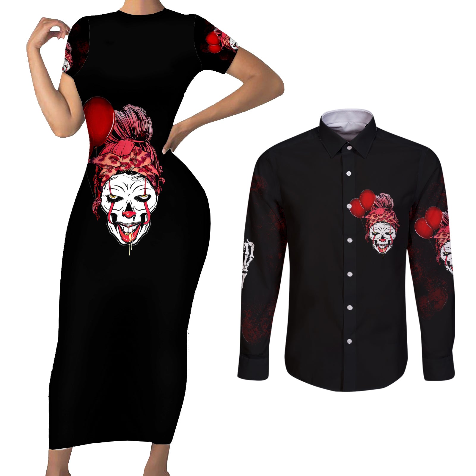piss-me-off-i-will-couples-matching-short-sleeve-bodycon-dress-and-long-sleeve-button-shirt