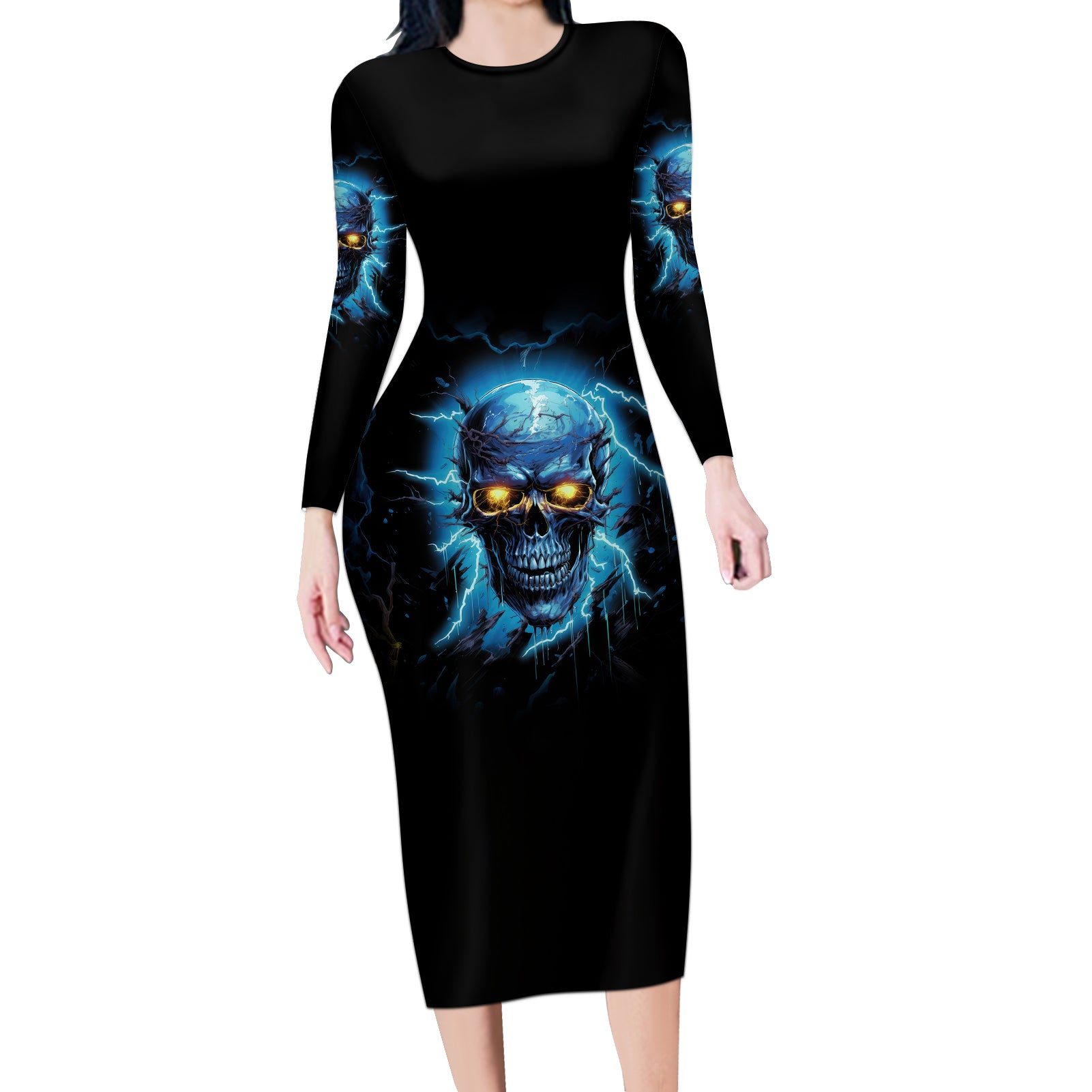 im-not-rude-mad-skull-long-sleeve-bodycon-dress