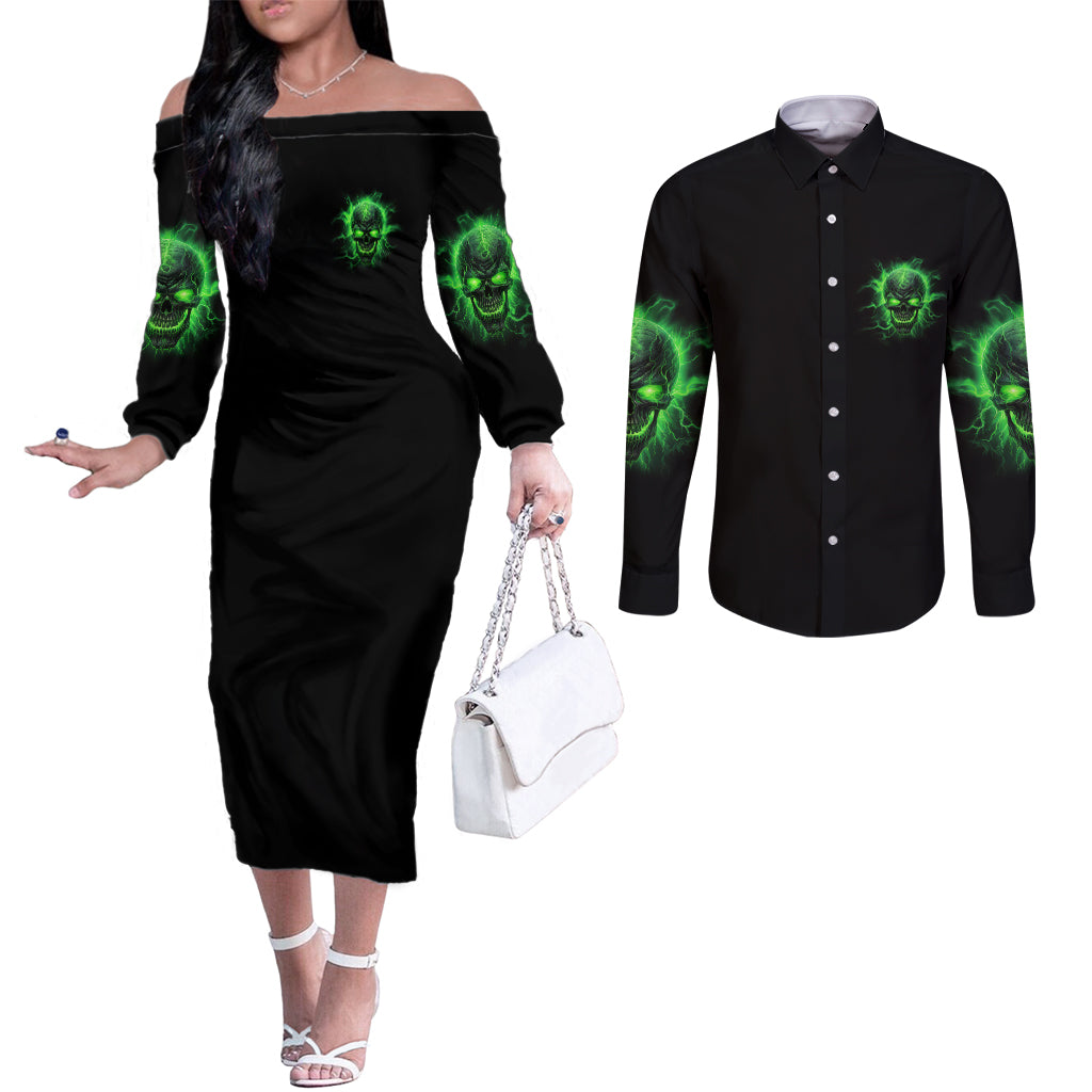 heaven-dont-want-me-mad-skull-couples-matching-off-the-shoulder-long-sleeve-dress-and-long-sleeve-button-shirt