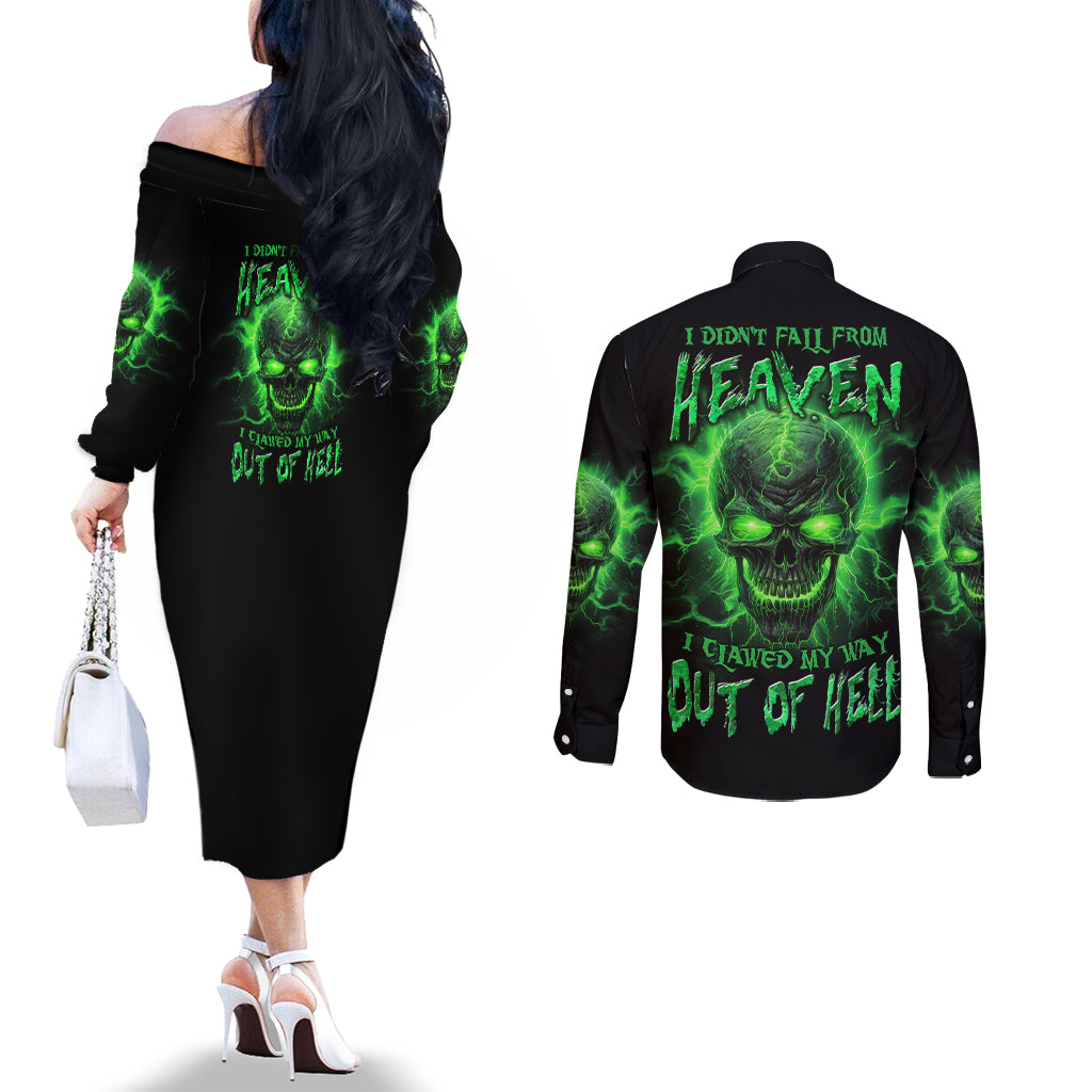 heaven-dont-want-me-mad-skull-couples-matching-off-the-shoulder-long-sleeve-dress-and-long-sleeve-button-shirt