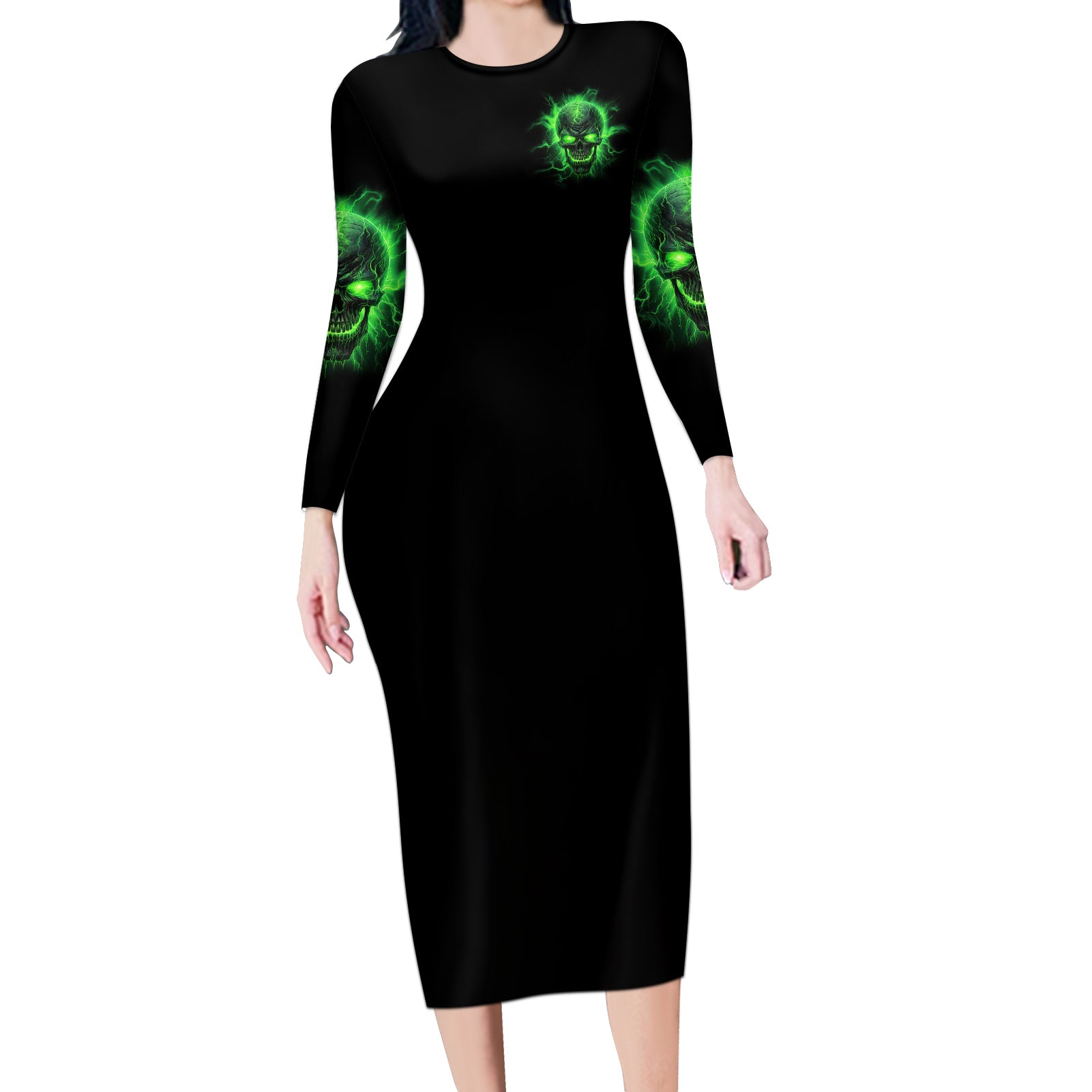 heaven-dont-want-me-mad-skull-long-sleeve-bodycon-dress
