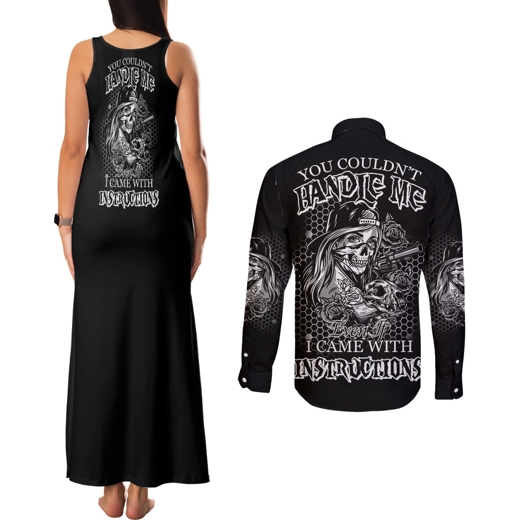 you-couldnt-handle-me-b-w-couples-matching-tank-maxi-dress-and-long-sleeve-button-shirt