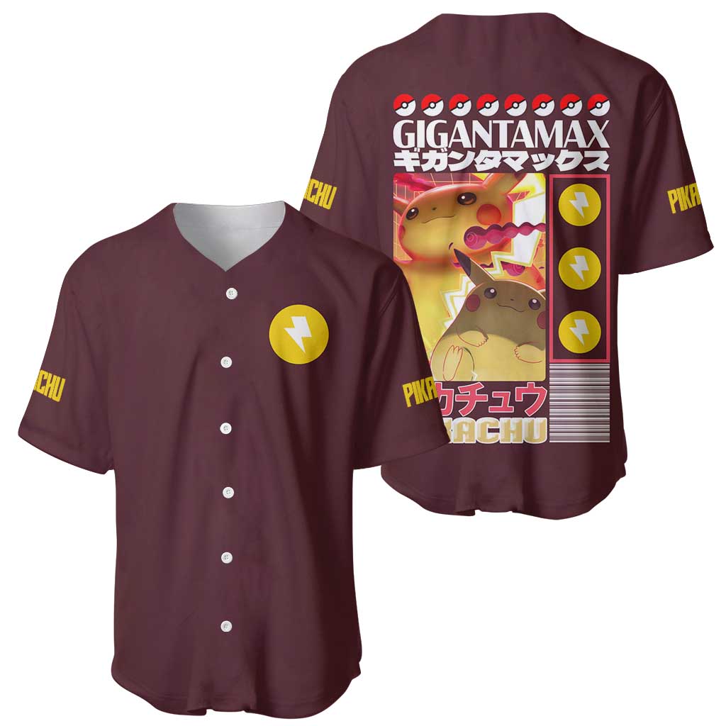 Gigantamax Pikachu Poke Baseball Jersey Japan Anime Style - The Mazicc