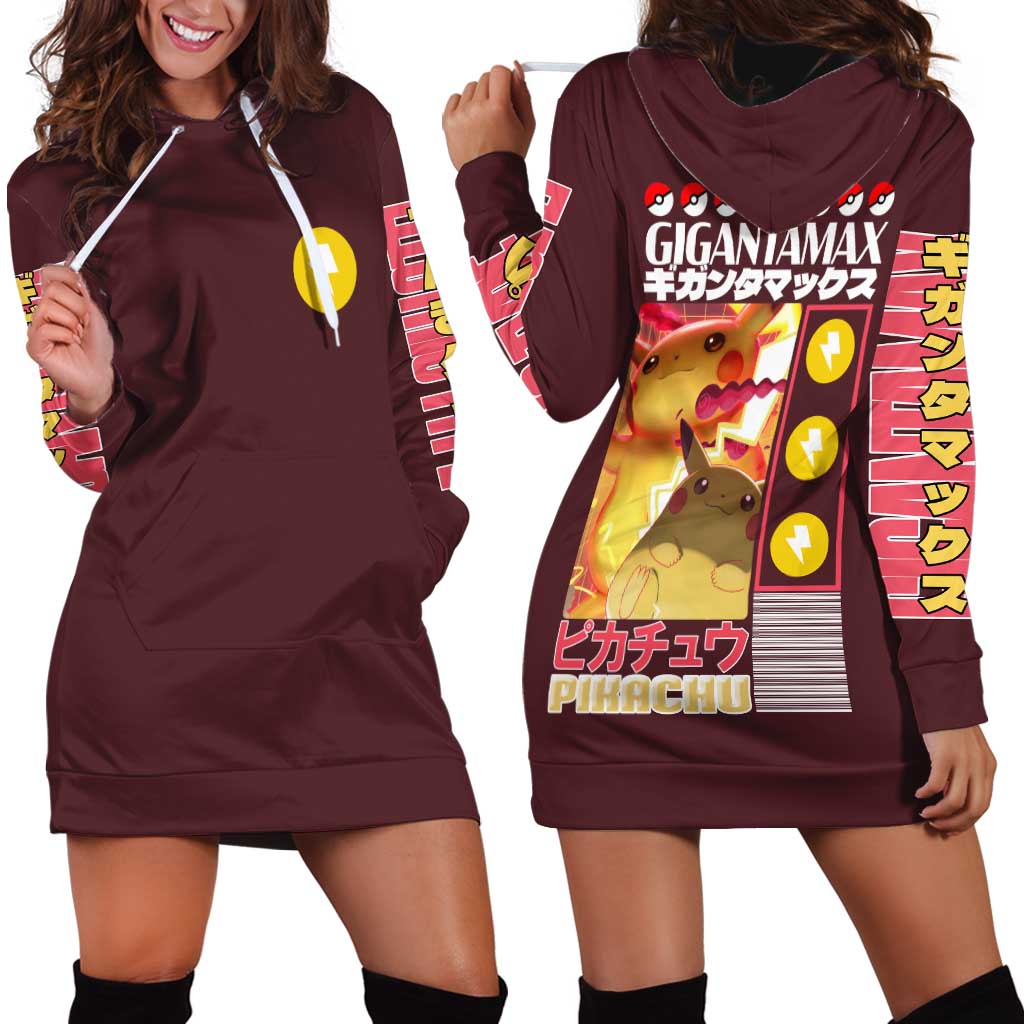 Gigantamax Pikachu Poke Hoodie Dress Japan Anime Style - The Mazicc