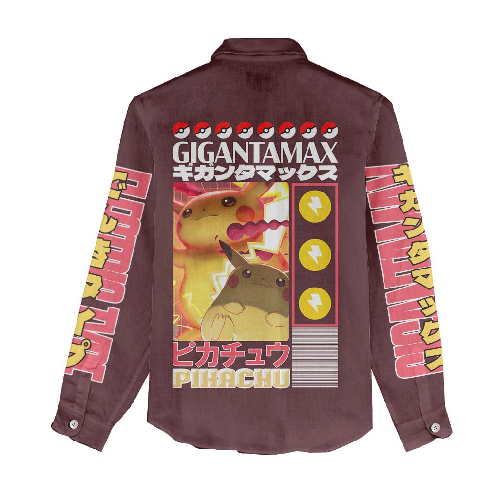 Gigantamax Pikachu Poke Women Casual Shirt Japan Anime Style - The Mazicc