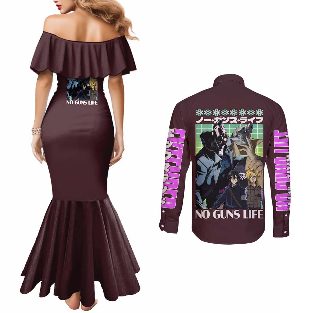 No Guns Life Couples Matching Mermaid Dress and Long Sleeve Button Shirt Japan Anime Style - The Mazicc
