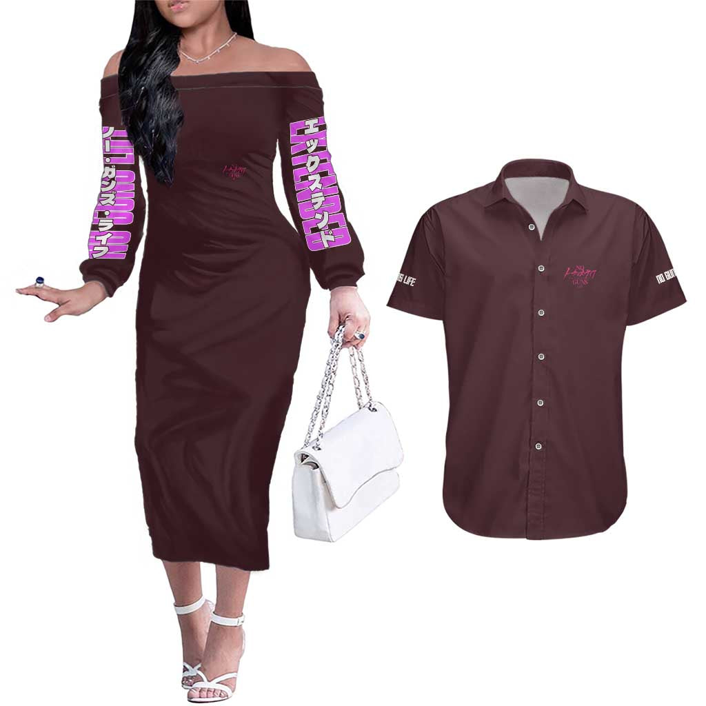 No Guns Life Couples Matching Off The Shoulder Long Sleeve Dress and Hawaiian Shirt Japan Anime Style - The Mazicc