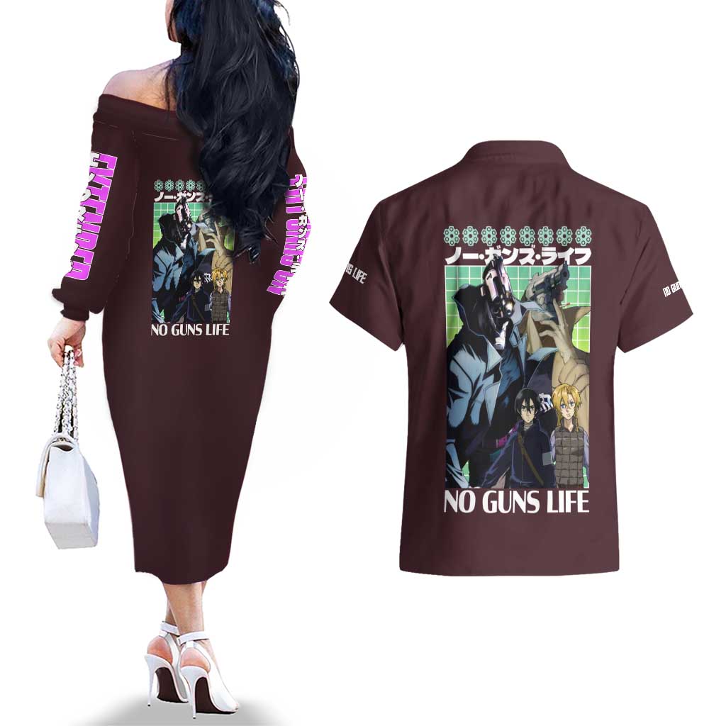 No Guns Life Couples Matching Off The Shoulder Long Sleeve Dress and Hawaiian Shirt Japan Anime Style - The Mazicc