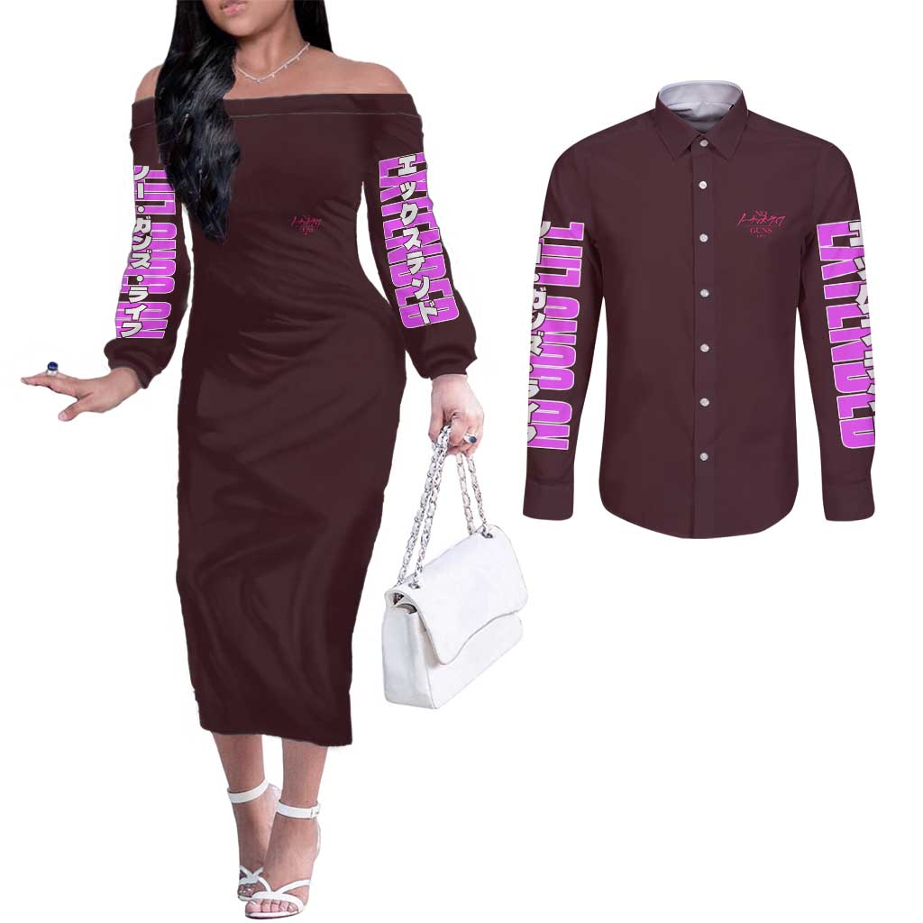 No Guns Life Couples Matching Off The Shoulder Long Sleeve Dress and Long Sleeve Button Shirt Japan Anime Style - The Mazicc