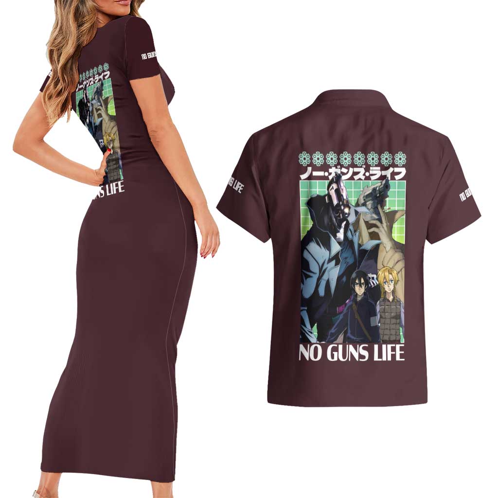 No Guns Life Couples Matching Short Sleeve Bodycon Dress and Hawaiian Shirt Japan Anime Style - The Mazicc
