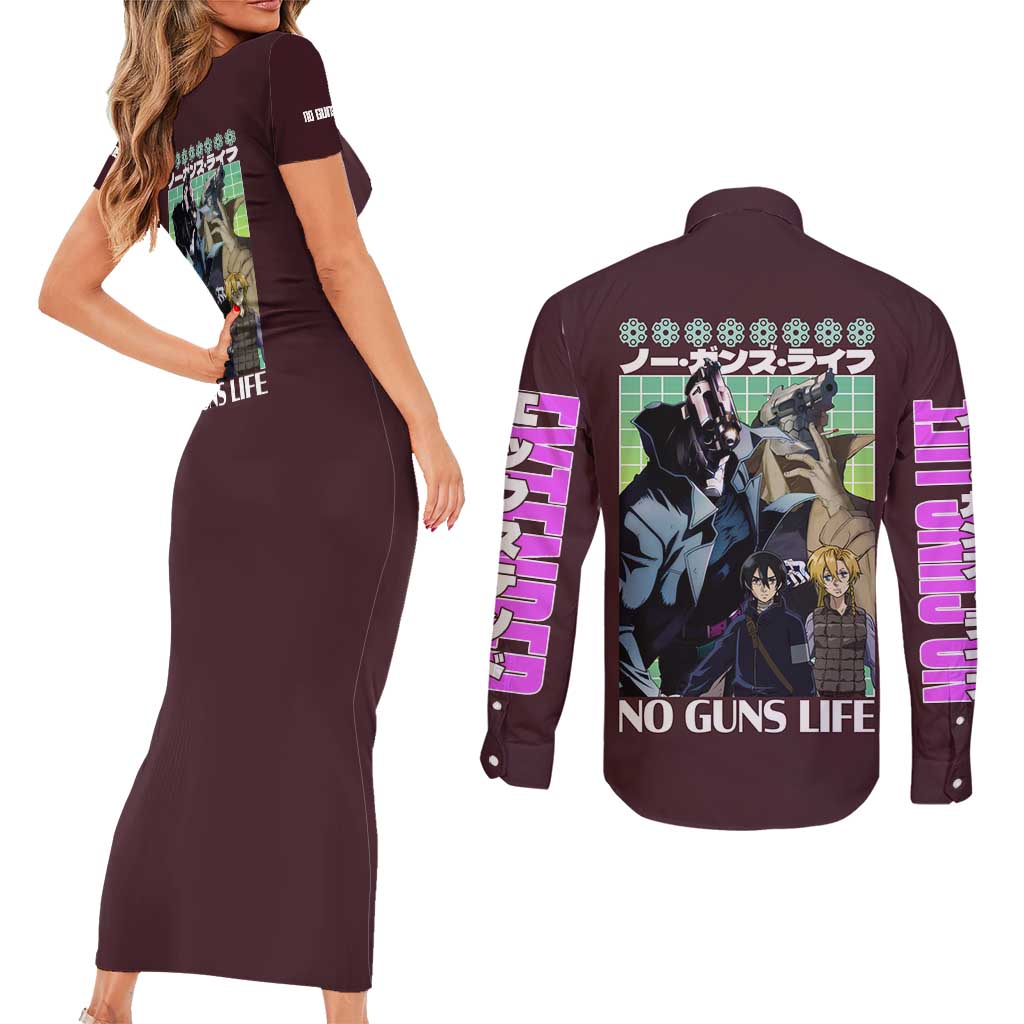 No Guns Life Couples Matching Short Sleeve Bodycon Dress and Long Sleeve Button Shirt Japan Anime Style - The Mazicc