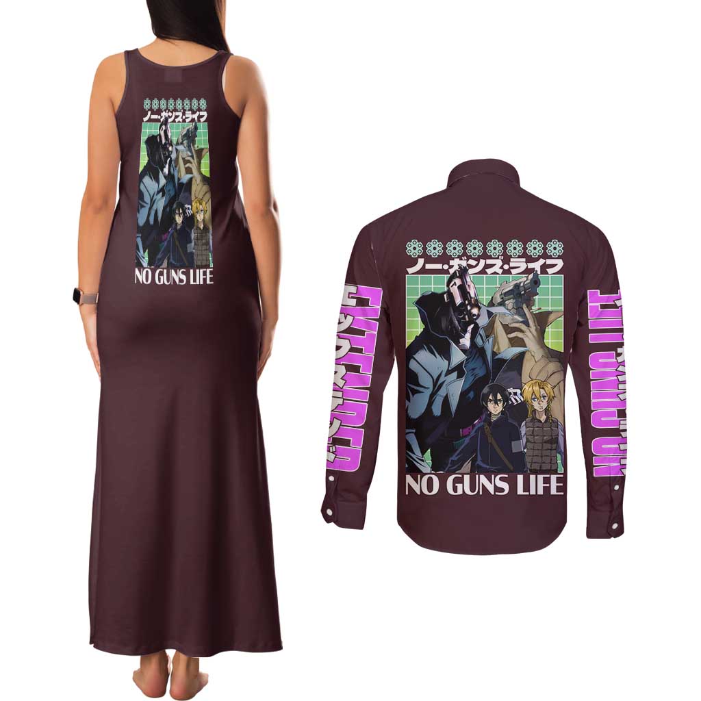 No Guns Life Couples Matching Tank Maxi Dress and Long Sleeve Button Shirt Japan Anime Style - The Mazicc