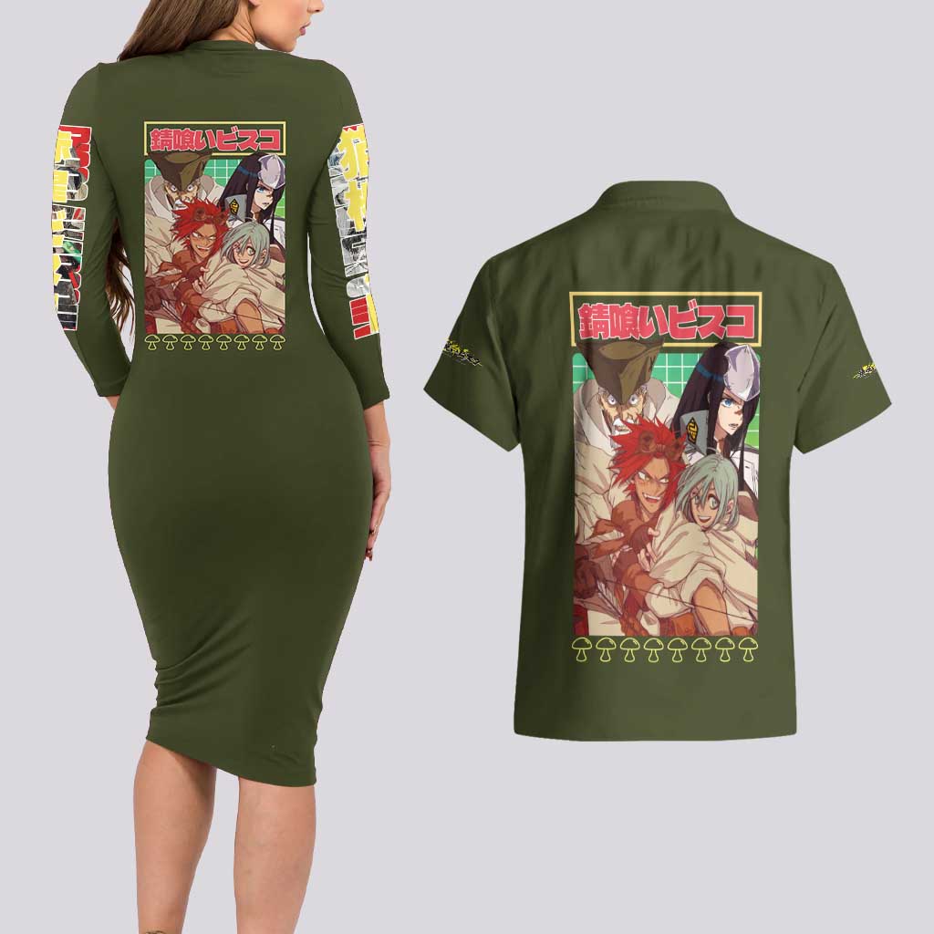 Sabikui Bisco Couples Matching Long Sleeve Bodycon Dress and Hawaiian Shirt Japan Anime Style - The Mazicc