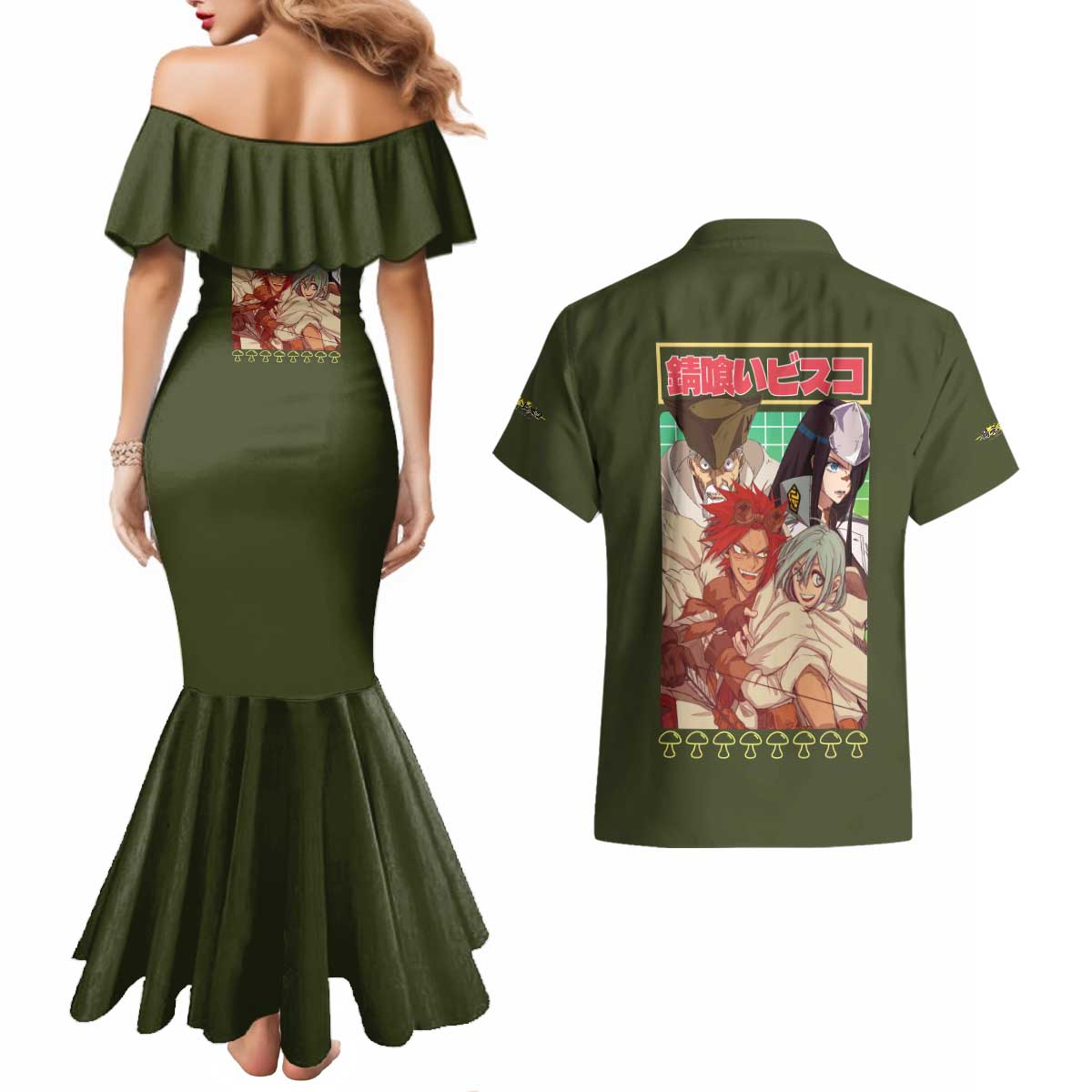Sabikui Bisco Couples Matching Mermaid Dress and Hawaiian Shirt Japan Anime Style - The Mazicc