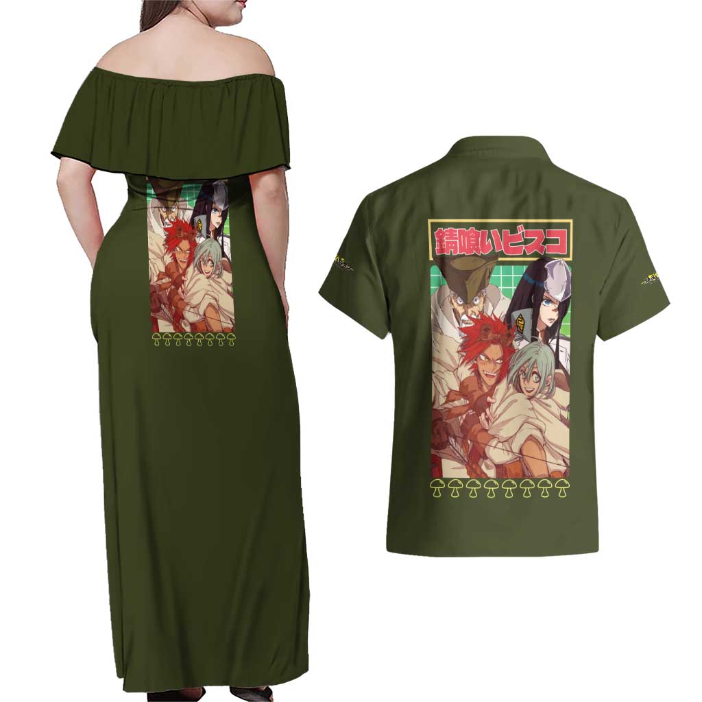 Sabikui Bisco Couples Matching Off Shoulder Maxi Dress and Hawaiian Shirt Japan Anime Style - The Mazicc
