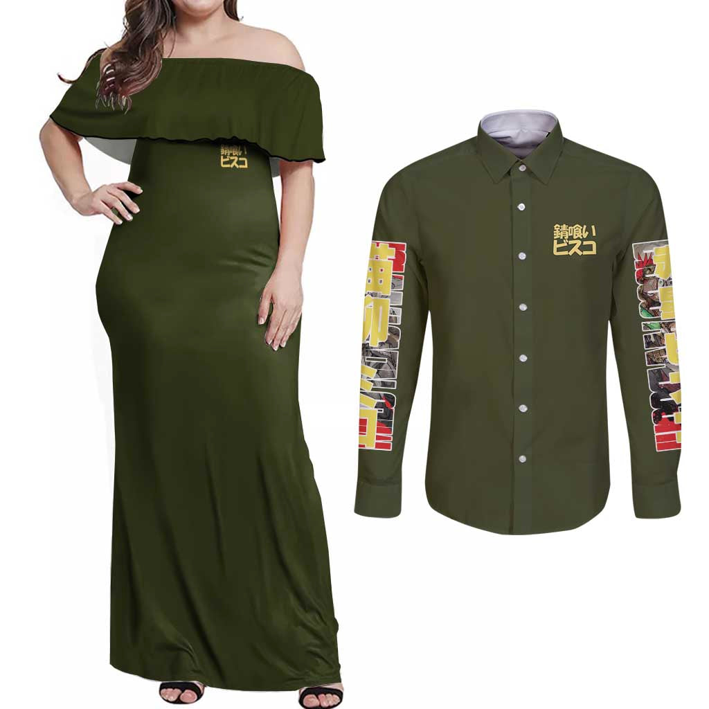 Sabikui Bisco Couples Matching Off Shoulder Maxi Dress and Long Sleeve Button Shirt Japan Anime Style - The Mazicc