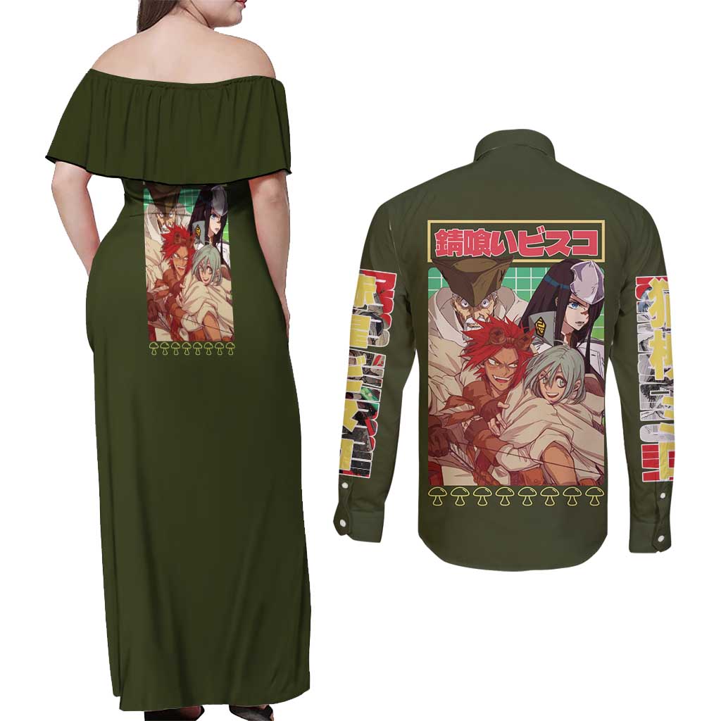 Sabikui Bisco Couples Matching Off Shoulder Maxi Dress and Long Sleeve Button Shirt Japan Anime Style - The Mazicc