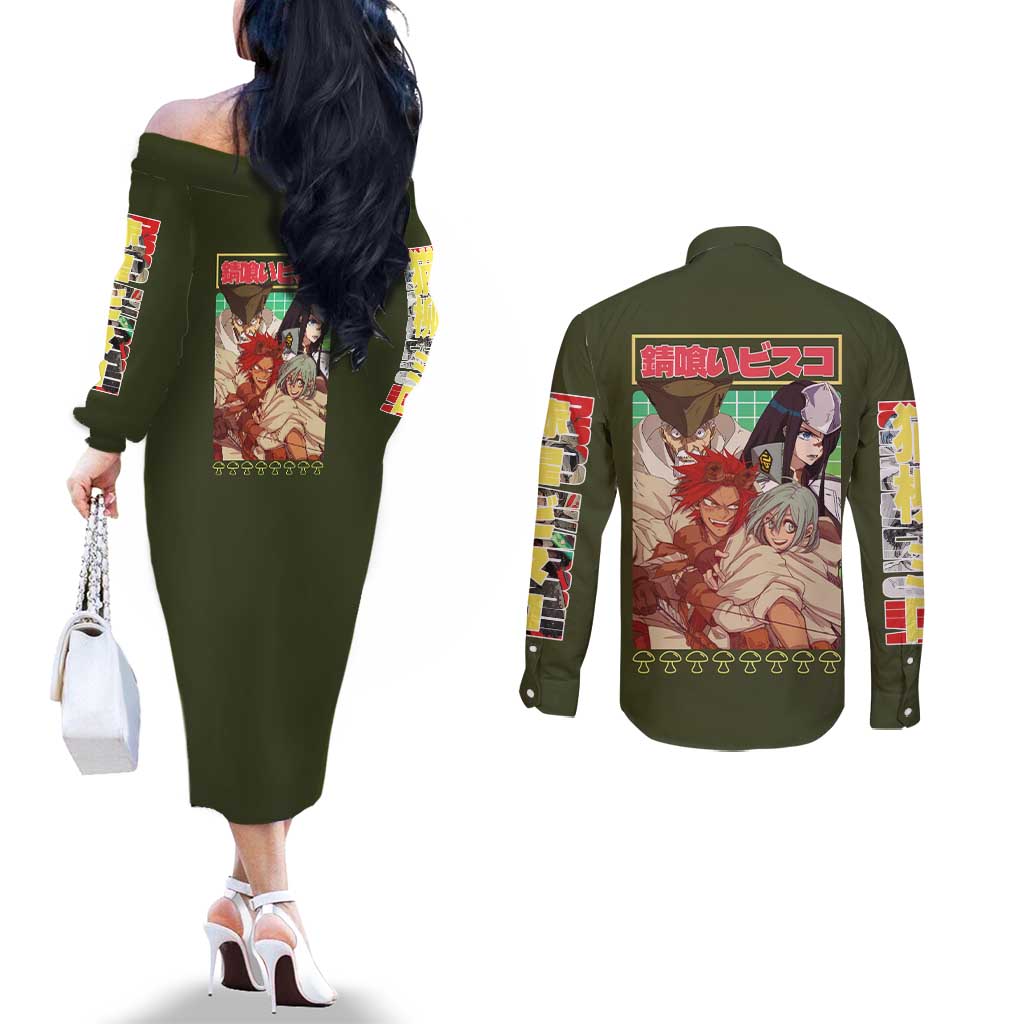 Sabikui Bisco Couples Matching Off The Shoulder Long Sleeve Dress and Long Sleeve Button Shirt Japan Anime Style - The Mazicc