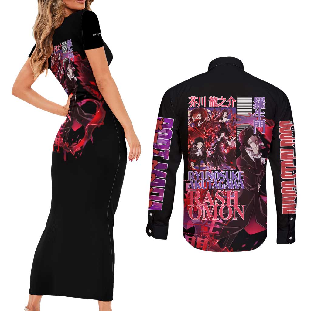 Ryunosuke Akutagawa Bungou Stray Dogs Couples Matching Short Sleeve Bodycon Dress and Long Sleeve Button Shirt Japan Anime Style - The Mazicc