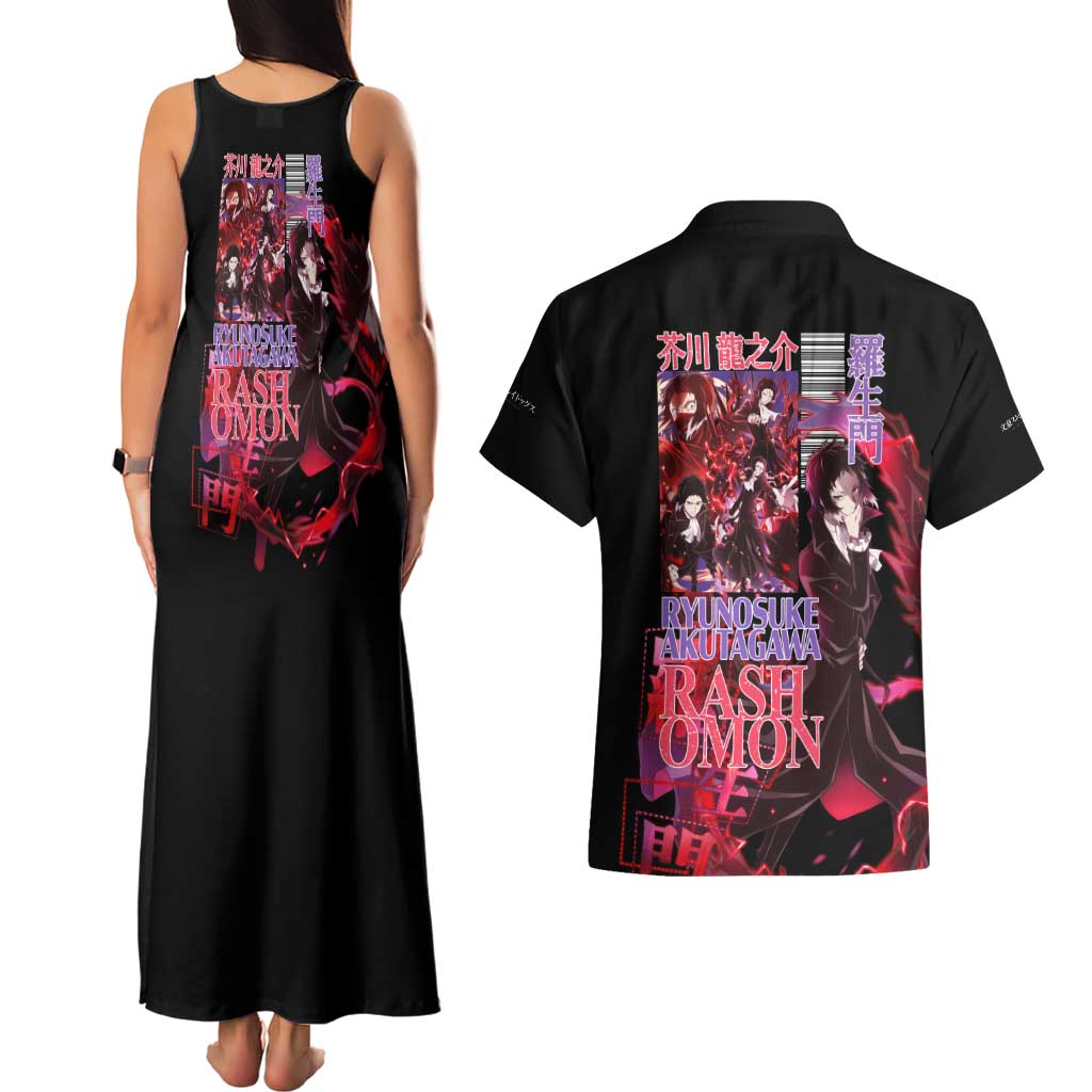 Ryunosuke Akutagawa Bungou Stray Dogs Couples Matching Tank Maxi Dress and Hawaiian Shirt Japan Anime Style - The Mazicc