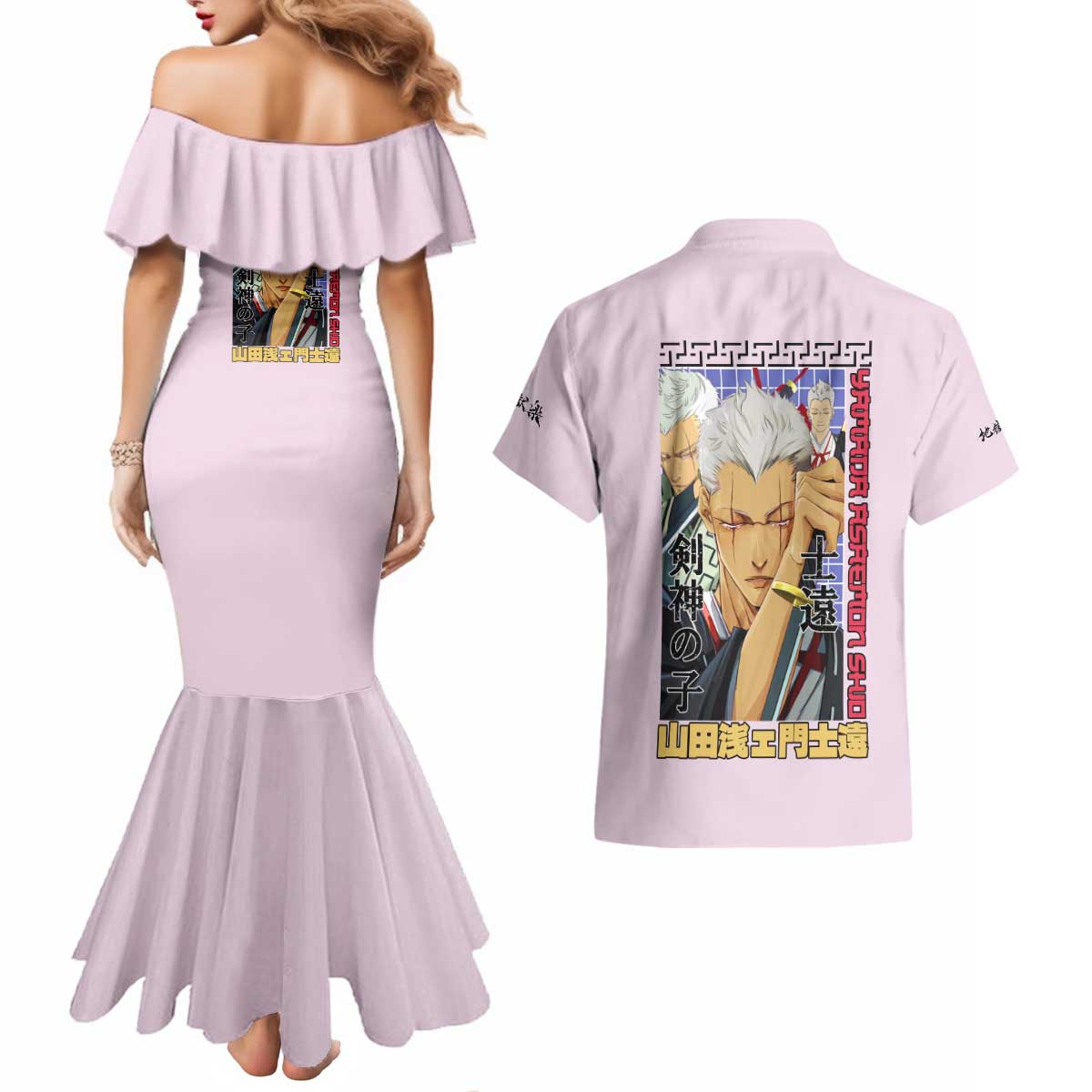 Yamada Asaemon Shion Hell’s Paradise Couples Matching Mermaid Dress and Hawaiian Shirt Japan Anime Style - The Mazicc