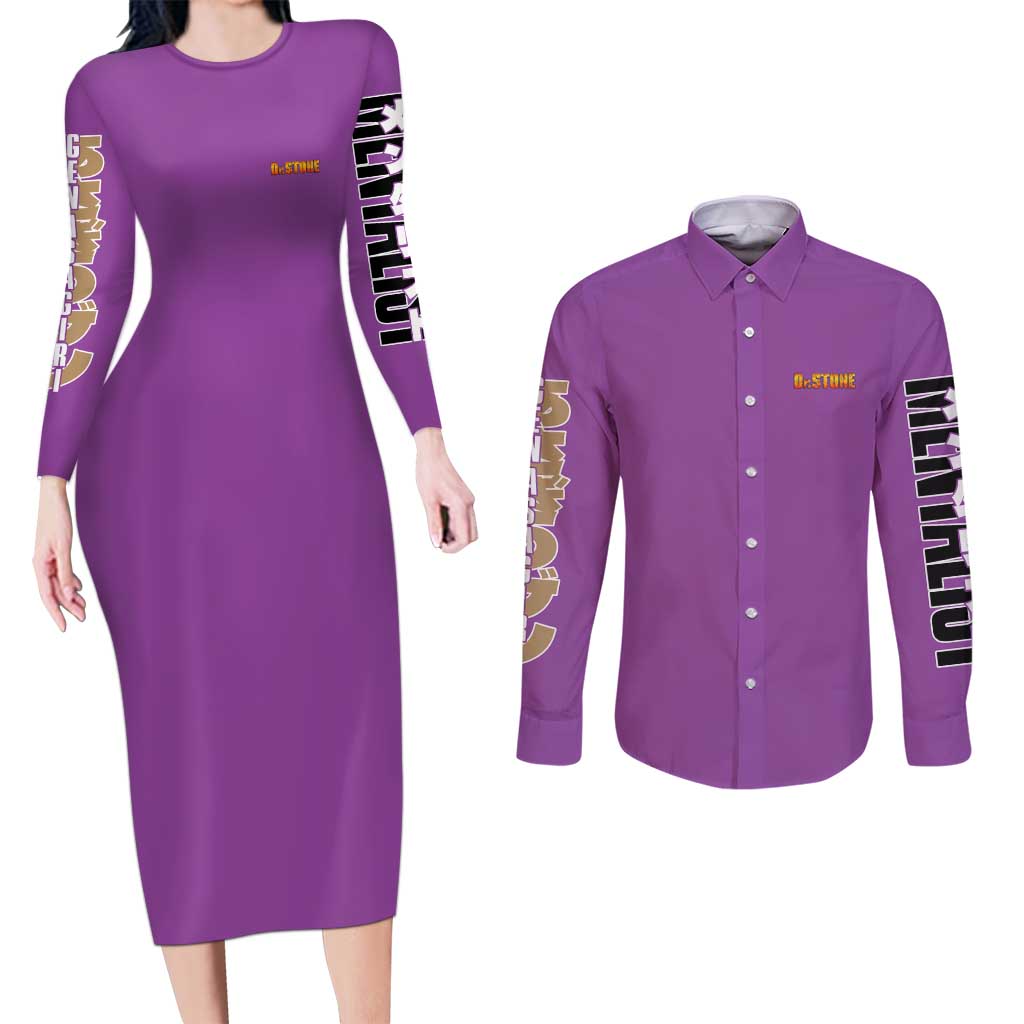 Gen Asagiri Dr. Stone Streetwear Couples Matching Long Sleeve Bodycon Dress and Long Sleeve Button Shirt Japan Anime Style - The Mazicc