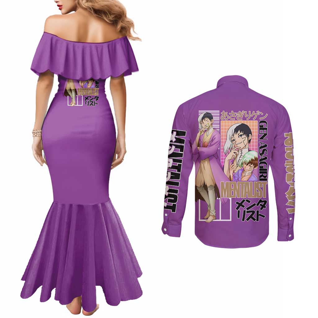 Gen Asagiri Dr. Stone Streetwear Couples Matching Mermaid Dress and Long Sleeve Button Shirt Japan Anime Style - The Mazicc