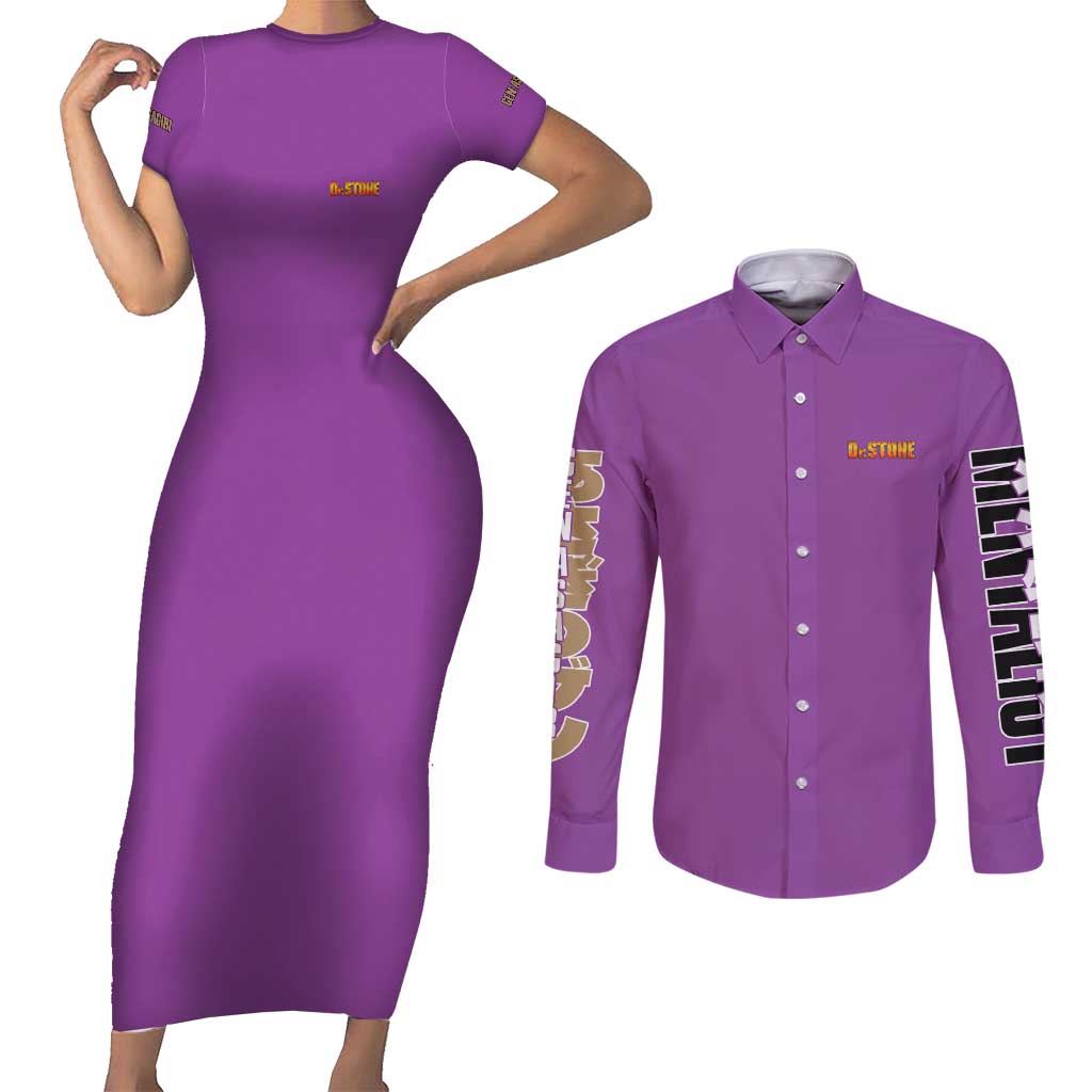 Gen Asagiri Dr. Stone Streetwear Couples Matching Short Sleeve Bodycon Dress and Long Sleeve Button Shirt Japan Anime Style - The Mazicc