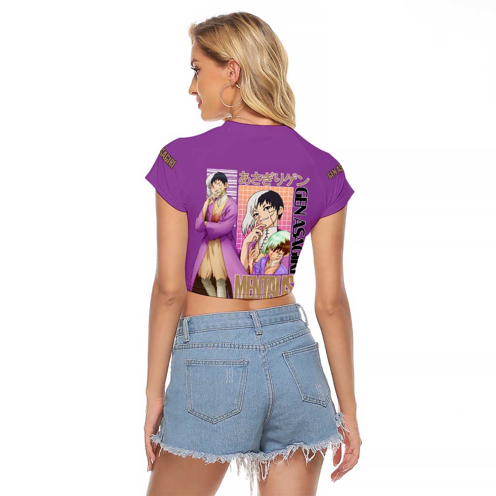 Gen Asagiri Dr. Stone Streetwear Raglan Cropped T Shirt Japan Anime Style - The Mazicc