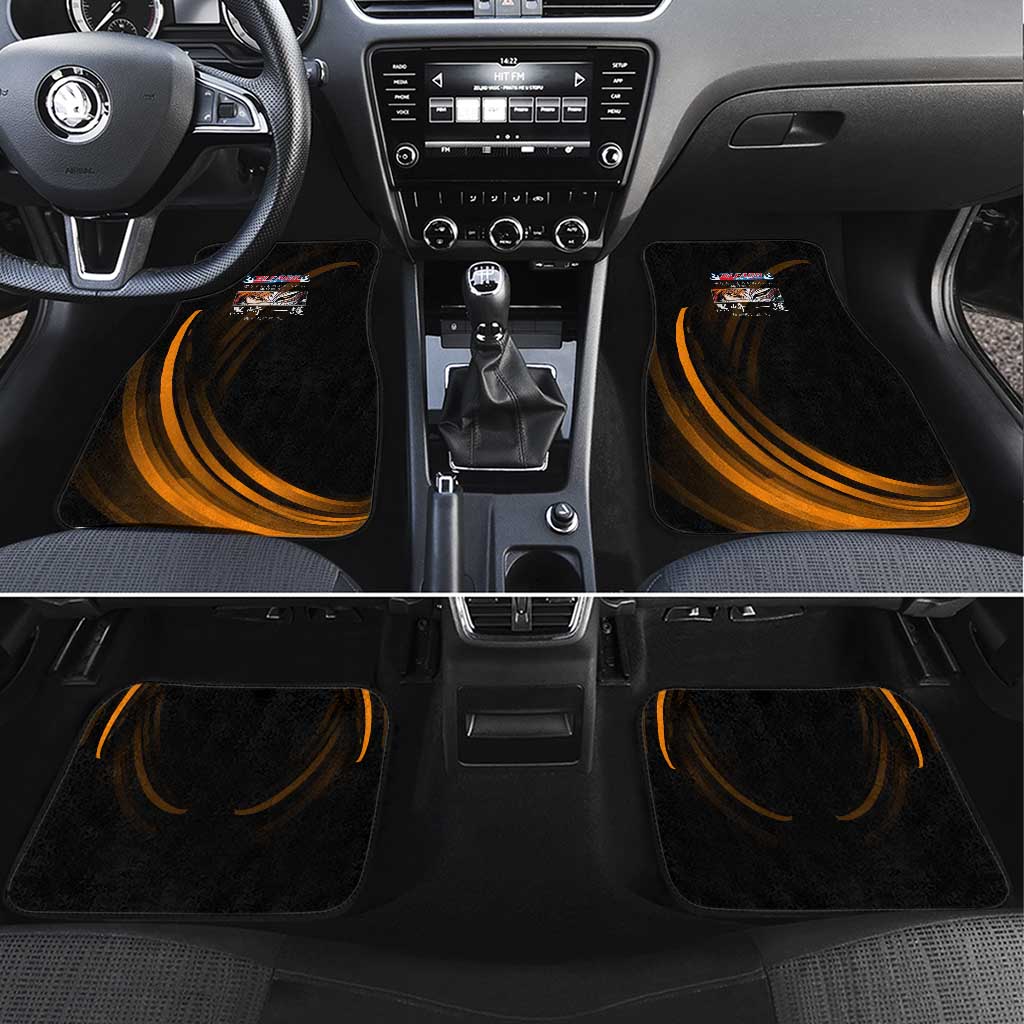Ichigo Bleach Anime Black and Orange Theme Car Mats with Hollow Mask and Japanese Calligraphy Design - The Mazicc