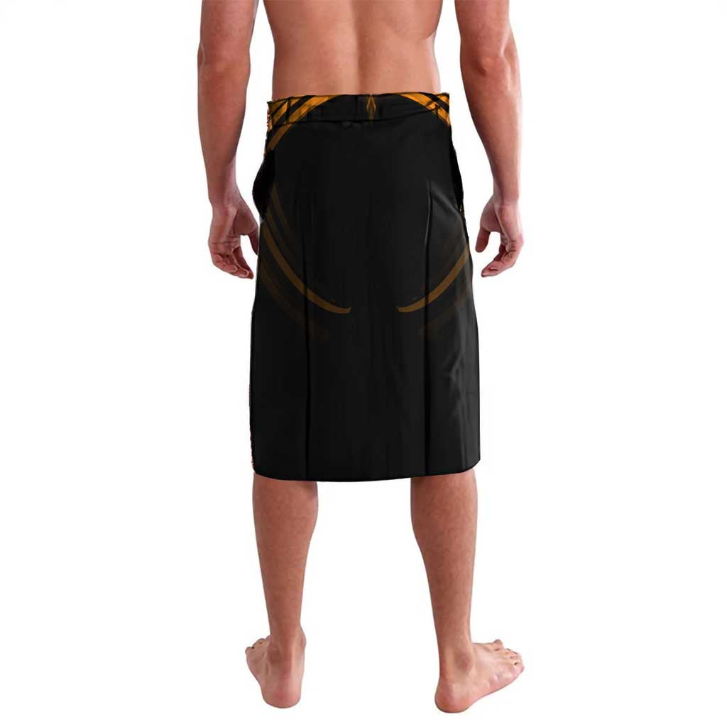 Ichigo Bleach Anime Black and Orange Theme Lavalava with Hollow Mask and Japanese Calligraphy Design - The Mazicc