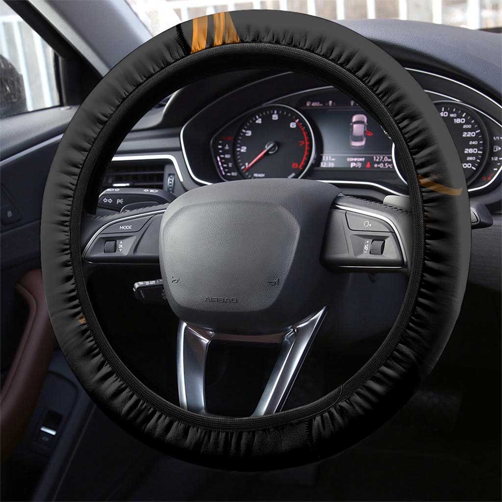 Ichigo Bleach Anime Black and Orange Theme Steering Wheel Cover with Hollow Mask and Japanese Calligraphy Design - The Mazicc