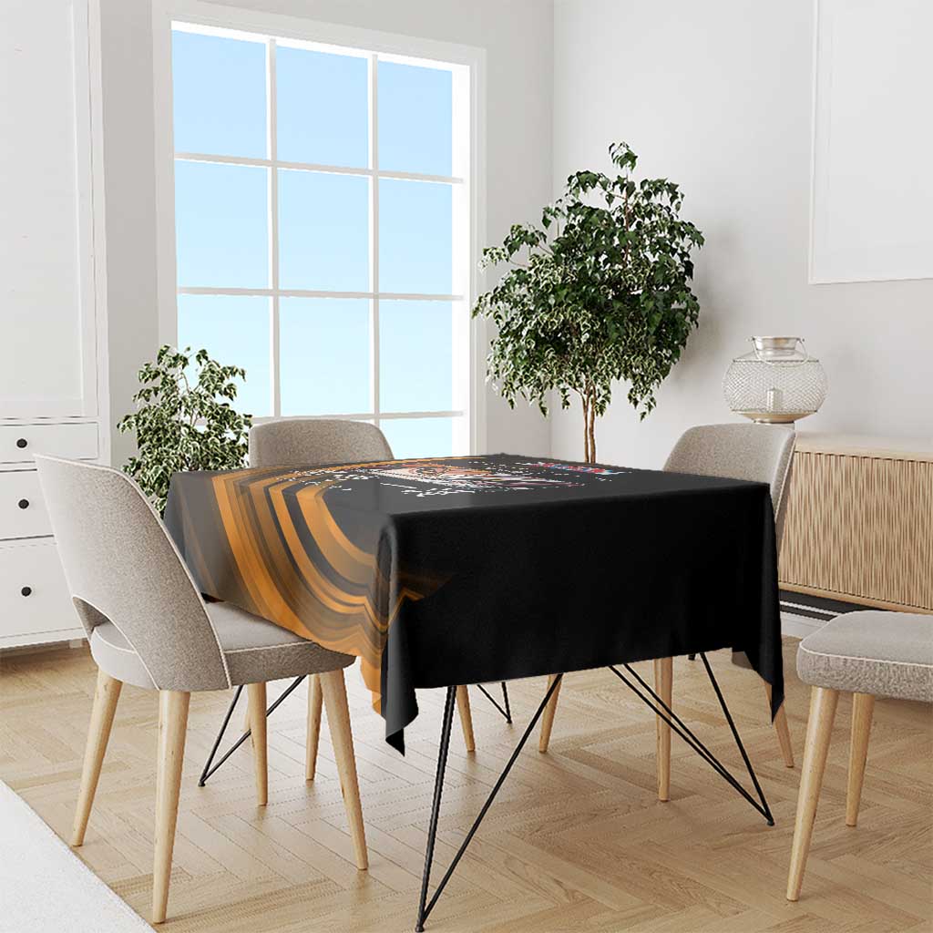 Ichigo Bleach Anime Black and Orange Theme Tablecloth with Hollow Mask and Japanese Calligraphy Design - The Mazicc