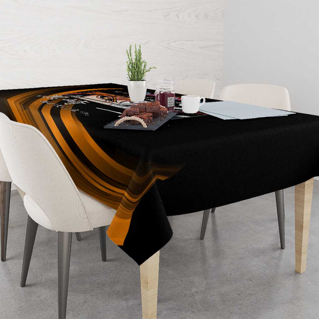 Ichigo Bleach Anime Black and Orange Theme Tablecloth with Hollow Mask and Japanese Calligraphy Design - The Mazicc