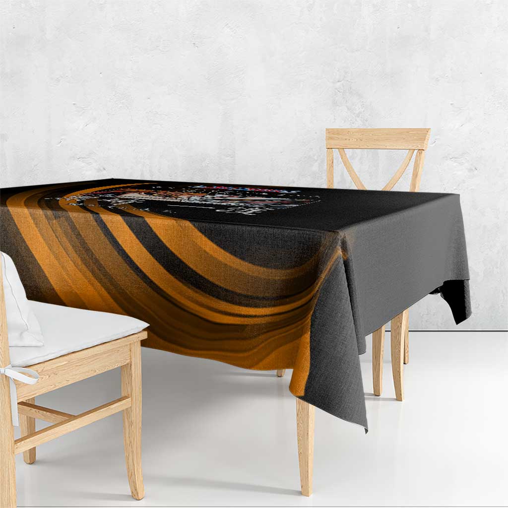 Ichigo Bleach Anime Black and Orange Theme Tablecloth with Hollow Mask and Japanese Calligraphy Design - The Mazicc
