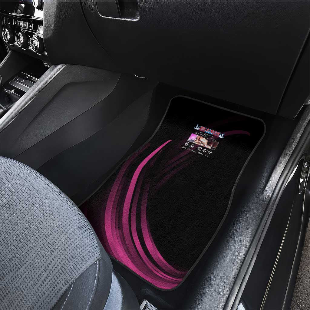 Sosuke Aizen Bleach Anime Black and Purple Theme Car Mats with Zanpakuto Pose and Japanese Quote Design - The Mazicc