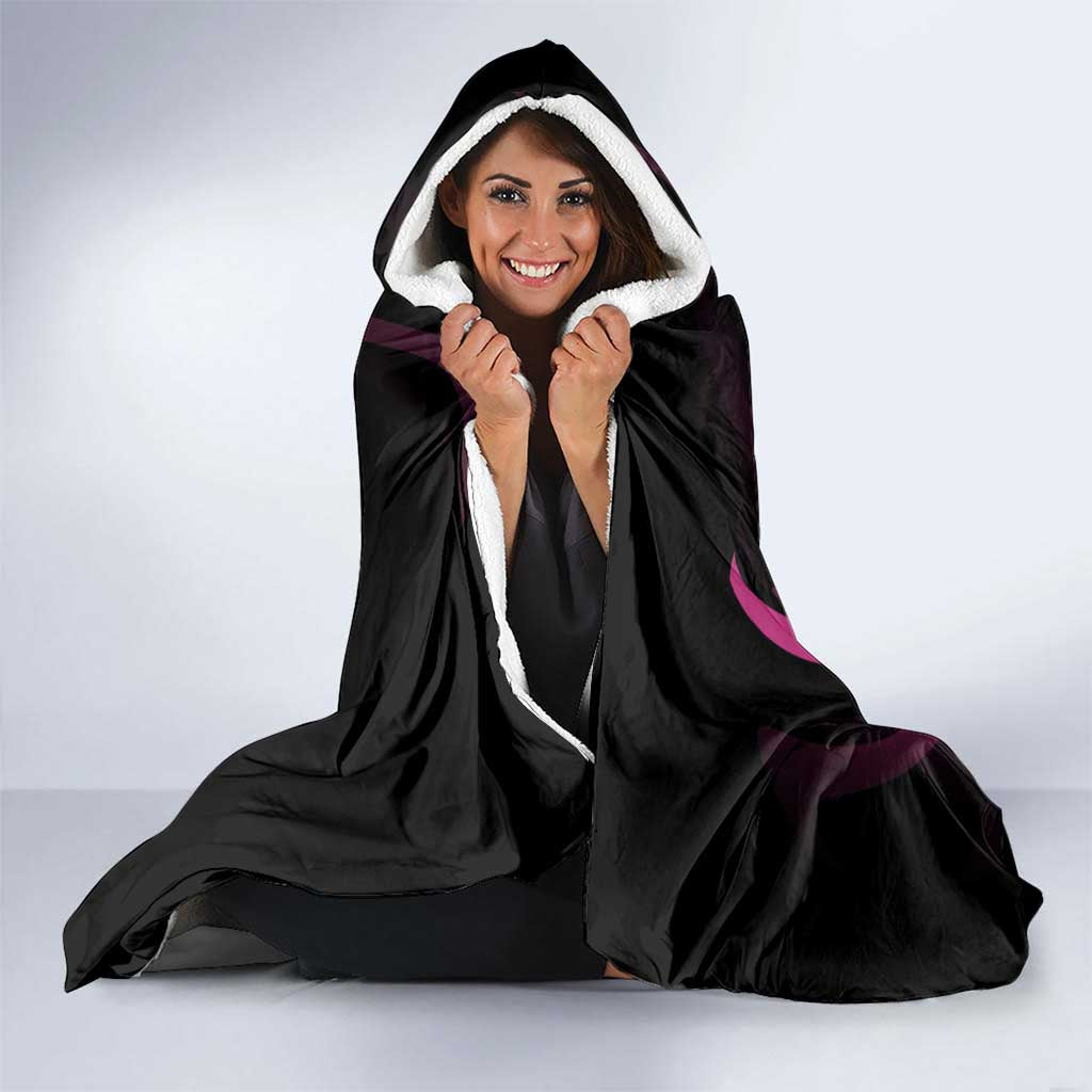 Sosuke Aizen Bleach Anime Black and Purple Theme Hooded Blanket with Zanpakuto Pose and Japanese Quote Design - The Mazicc