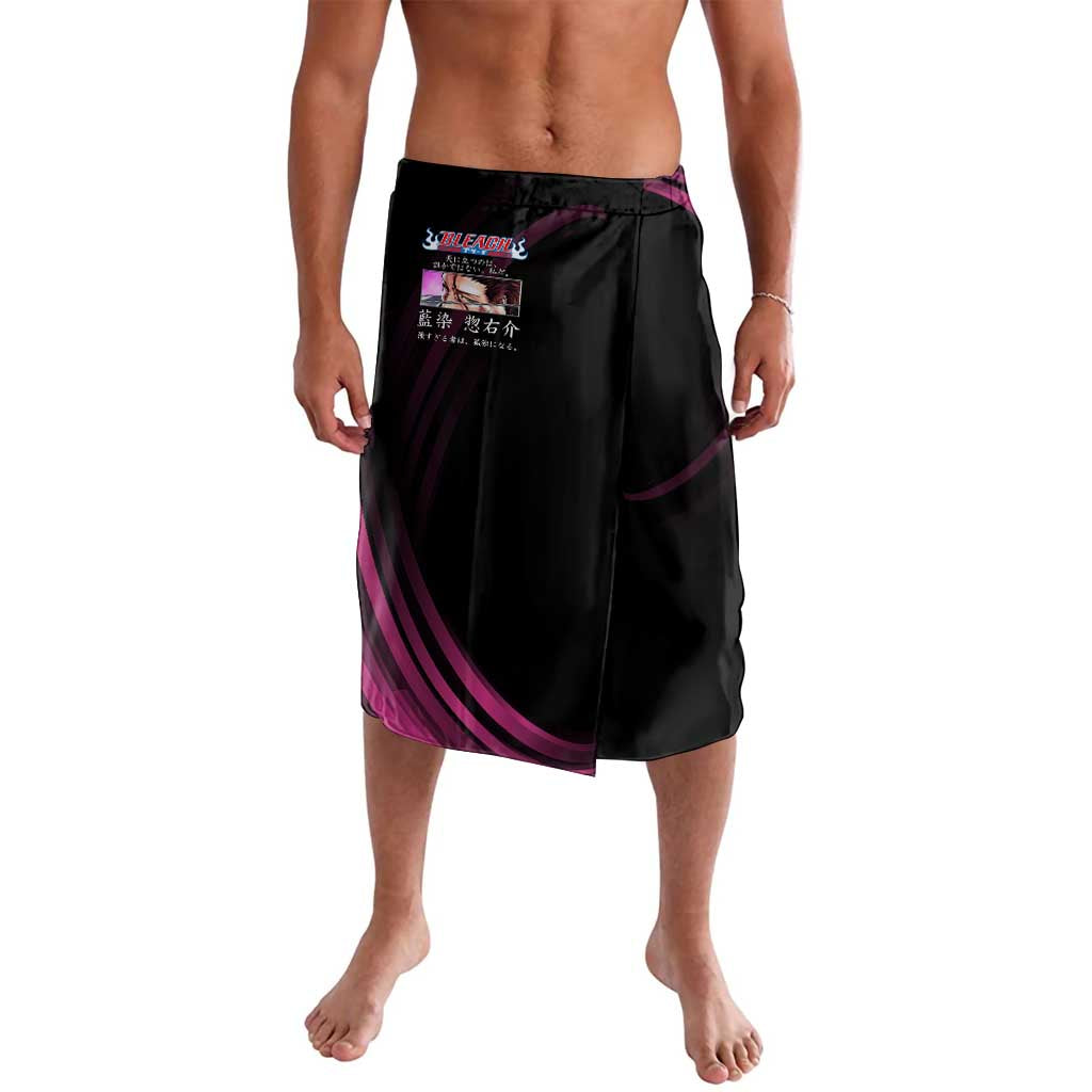 Sosuke Aizen Bleach Anime Black and Purple Theme Lavalava with Zanpakuto Pose and Japanese Quote Design - The Mazicc