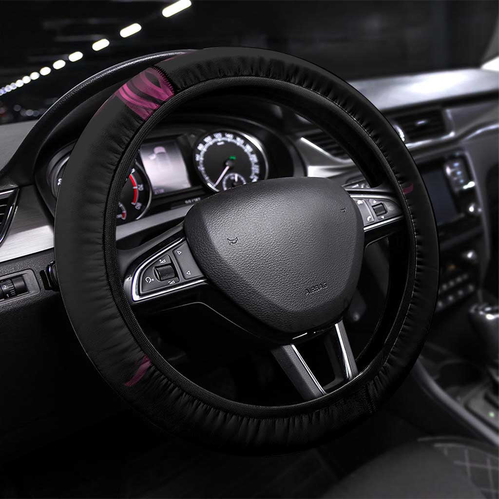 Sosuke Aizen Bleach Anime Black and Purple Theme Steering Wheel Cover with Zanpakuto Pose and Japanese Quote Design - The Mazicc