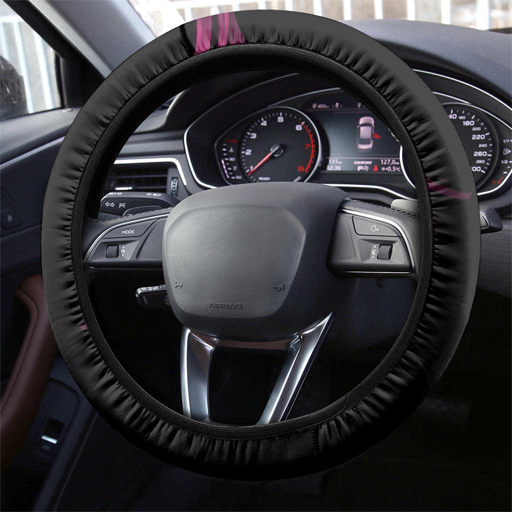 Sosuke Aizen Bleach Anime Black and Purple Theme Steering Wheel Cover with Zanpakuto Pose and Japanese Quote Design - The Mazicc