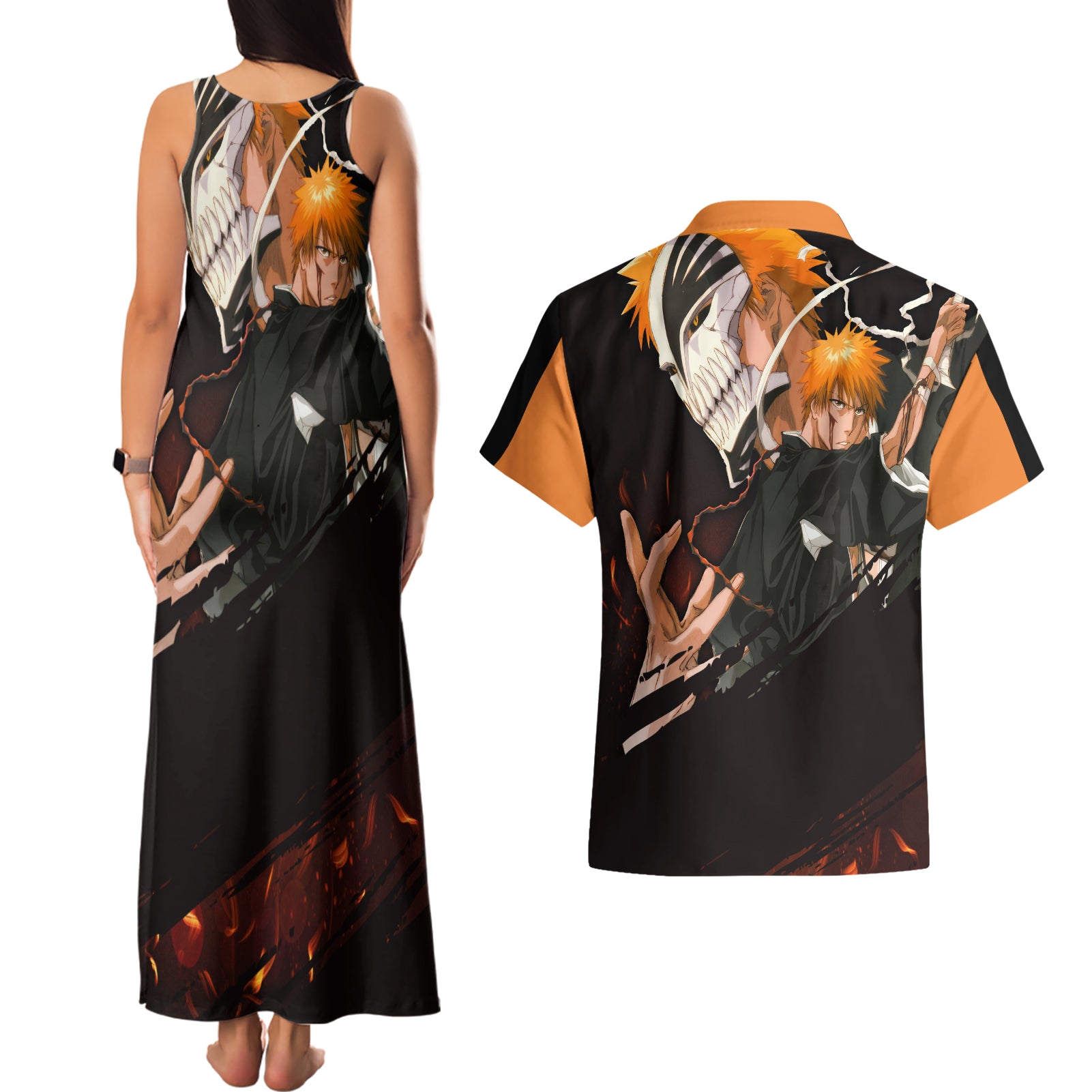 Ichigo Kurosaki Couples Matching Tank Maxi Dress and Hawaiian Shirt