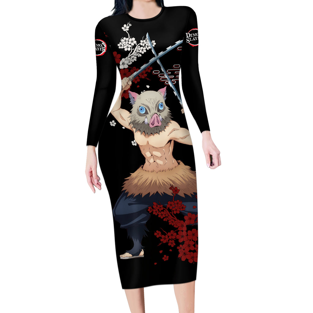 Inosuke Hashibira Long Sleeve Bodycon Dress